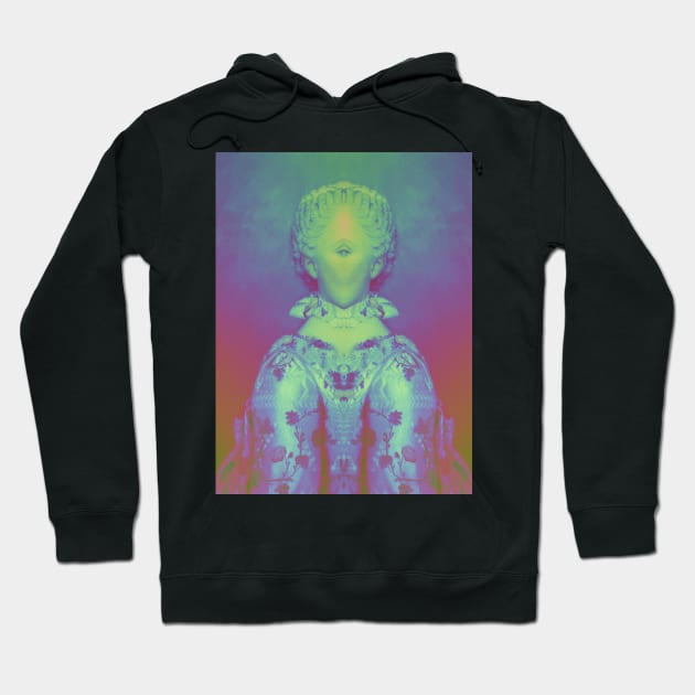 Dramabite Glitch art colourful rainbow woman portrait Hoodie by dramabite